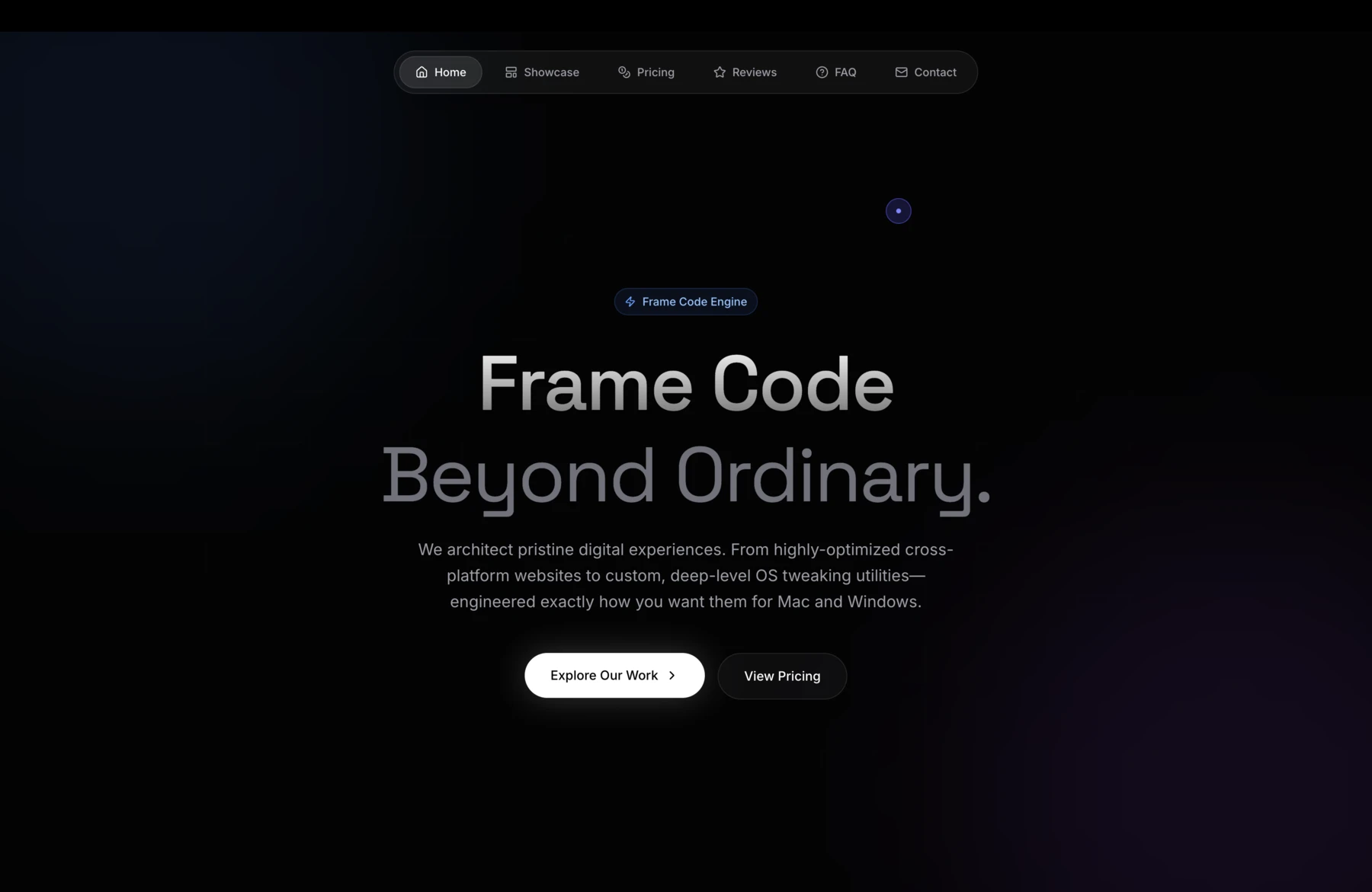 Frame Code website preview